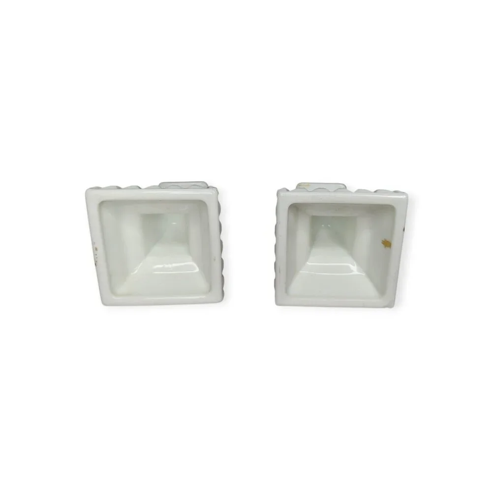 Vintage Westmoreland Milk Glass Floral Hand Painted Candle Holders Matching Pair